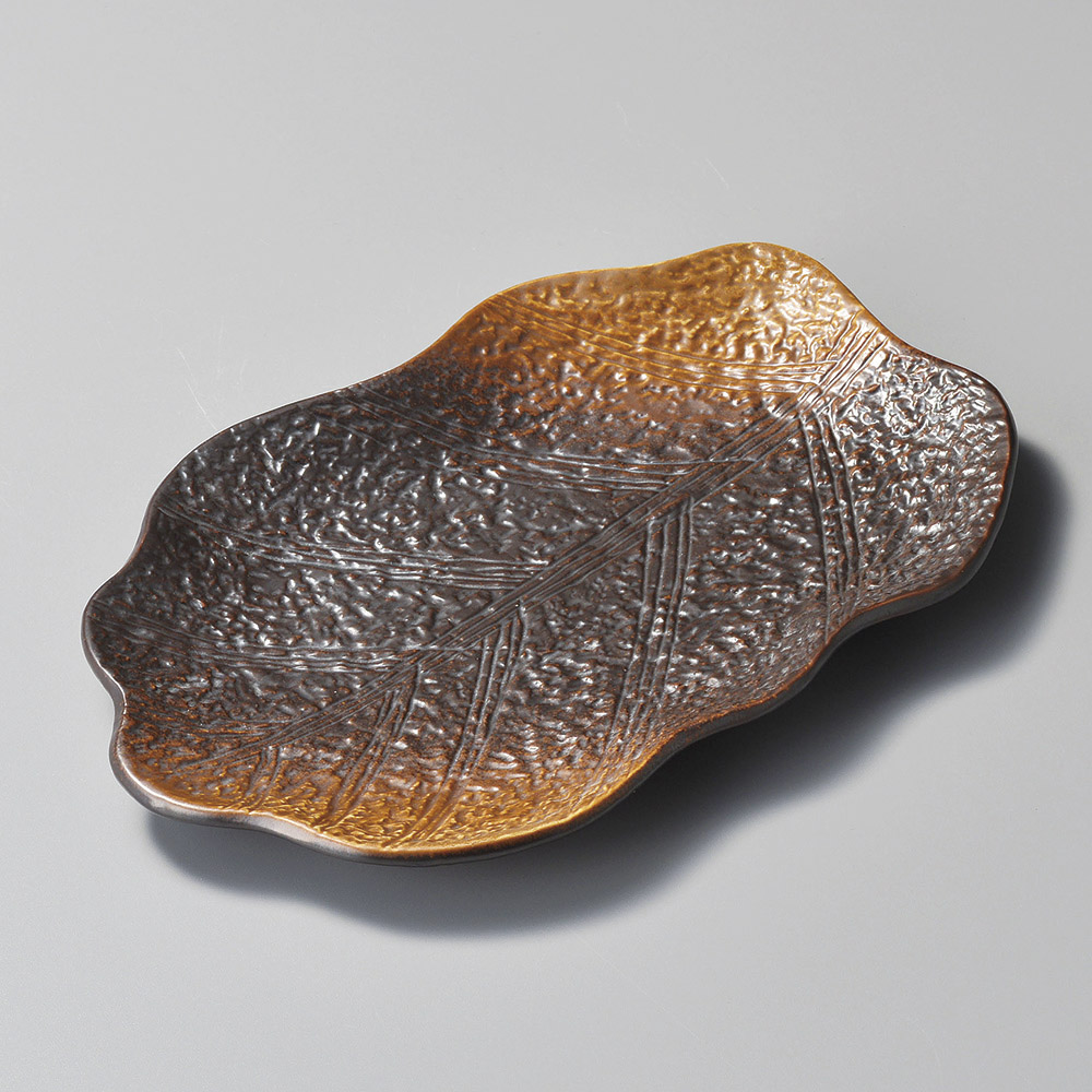 야키시메 나무 잎형 9.0 장각 접시