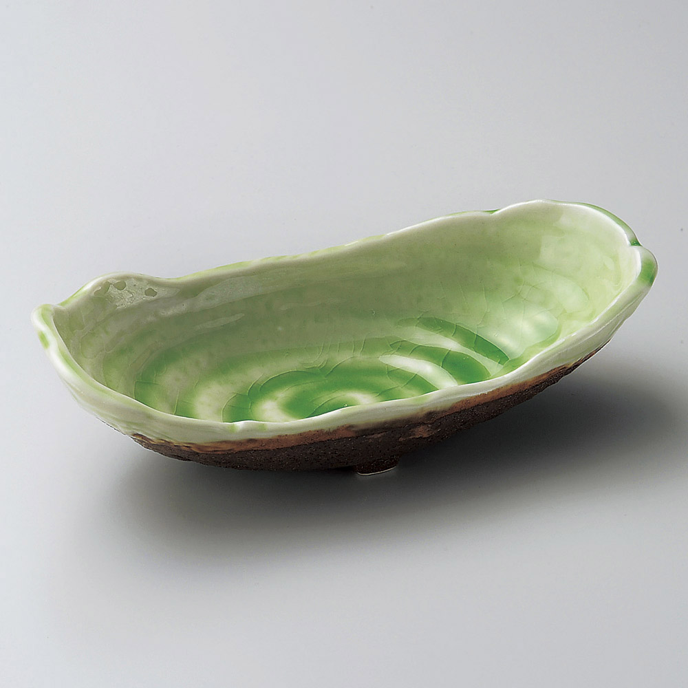 06425-108/깊은 초록(히와 관입) 후나모리 나가하치/19.6×9.3×5.3㎝ (64입)/308g/일본그릇